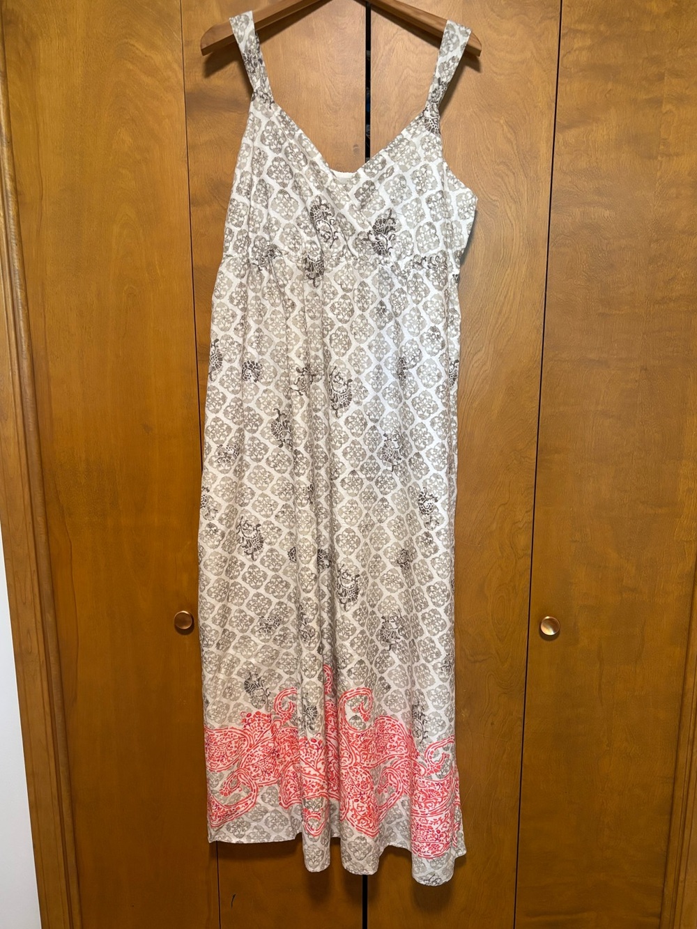 Merona White and Taupe Printed Sleeveless Dress